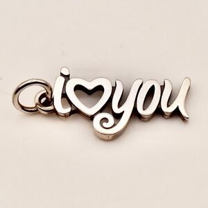 NEW James Avery I Love You Script Charm Sterling Silver 925 Heart Pendant